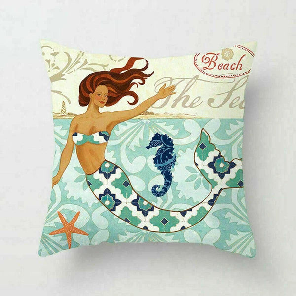 18" Retro Sea Animal Pillow Case Cover Throw Cushion Decor Polyester Sofa Home