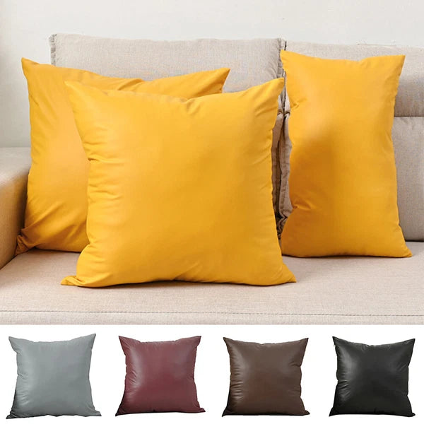 2025 Faux PU Leather Cushion Cover Throw Pillow Case Sofa Bed Home Decor
