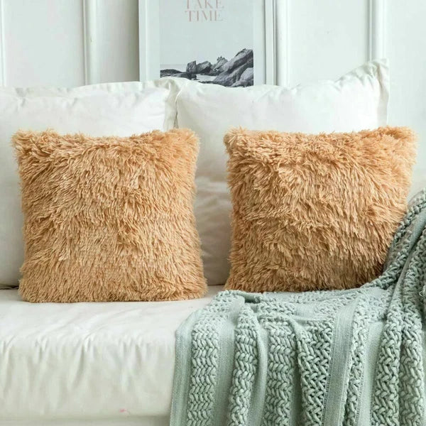 40CM x 40CM Fluffy Pillow Case Faux Soft Plush Cover Cushion Home Bed Sofa Decor