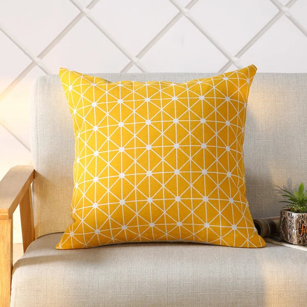 LINEN DOUBLE SIDE SQUARES CUSHION COVER PILLOW CASE HOME SOFA DECOR 18'' X 18''