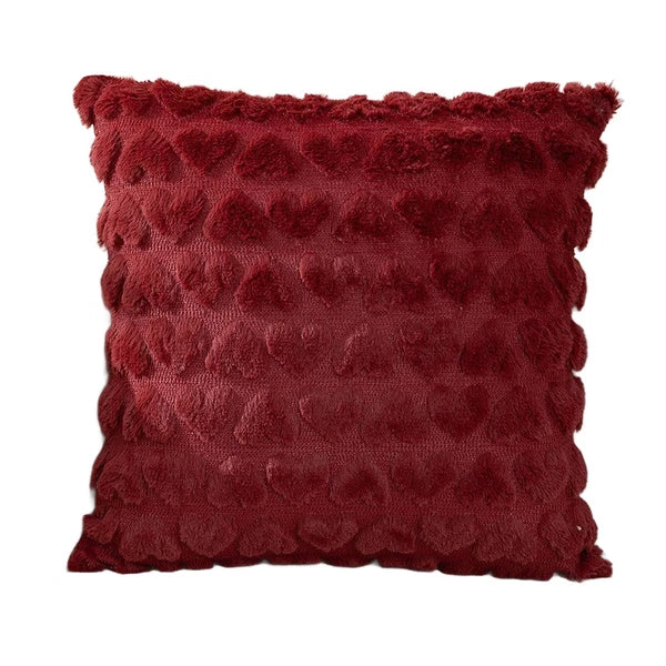 45cm Plush Heart Jacquard Throw Pillow Cover Sofa Car Seat Back Cushion Case