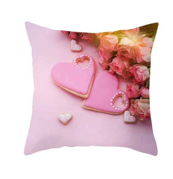 18''X18'' LOVE FLOWER ROSE POLYESTER CUSHION COVER PILLOW CASE HOME SOFA DECOR