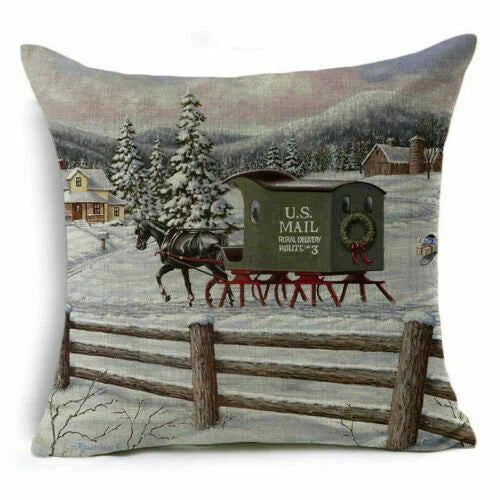 Christmas Sofa Pillow Case Decor Cushion Xmas Home Throw Cover 18"