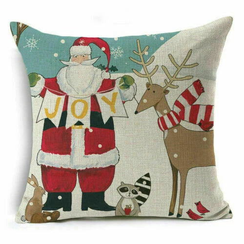 Christmas Sofa Pillow Case Decor Cushion Xmas Home Throw Cover 18"