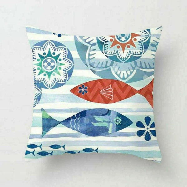 18" Retro Sea Animal Pillow Case Cover Throw Cushion Decor Polyester Sofa Home