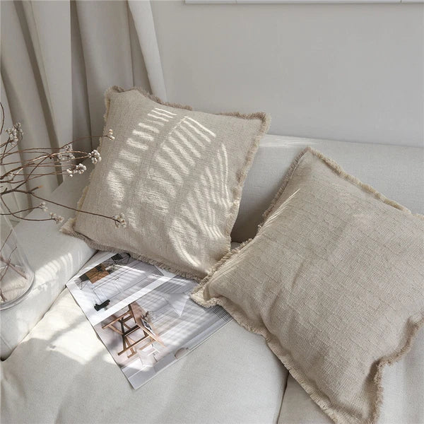 24x24 in Vintage Linen Cotton Blend Throw Pillow Covers Sofa Bed Cushion Covers