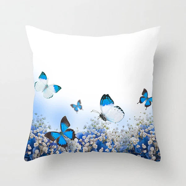 BUTTERFLY FLOWER POLYESTER CUSHION COVER PILLOW CASE HOME SOFA DECOR 45X45 UK