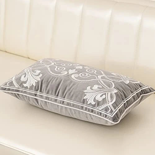 12 x 20 Inch European Cushion Cover Luxury Velvet Home 12" x 20" Grey