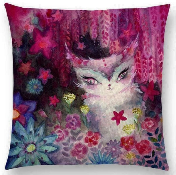 Throw Cushion Decor pillow Linen Case Sofa Fox Cotton Pattern