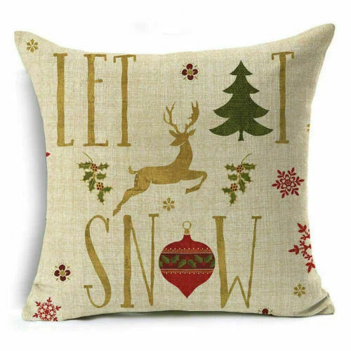 Christmas Sofa Pillow Case Decor Cushion Xmas Home Throw Cover 18"
