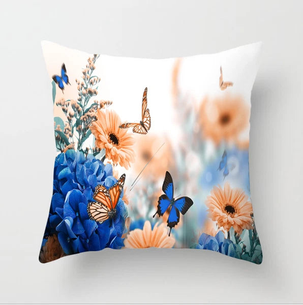 BUTTERFLY FLOWER POLYESTER CUSHION COVER PILLOW CASE HOME SOFA DECOR 45X45 UK