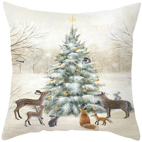 2024 NEW CHRISTMAS NEW YEAR POLYESTER CUSHION COVER PILLOW CASE HOME SOFA DECOR