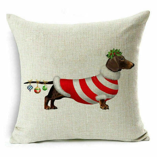 pillow Sofa Cover Reindeer Case Cushion Santa Christmas Throw Dear Claus Dog
