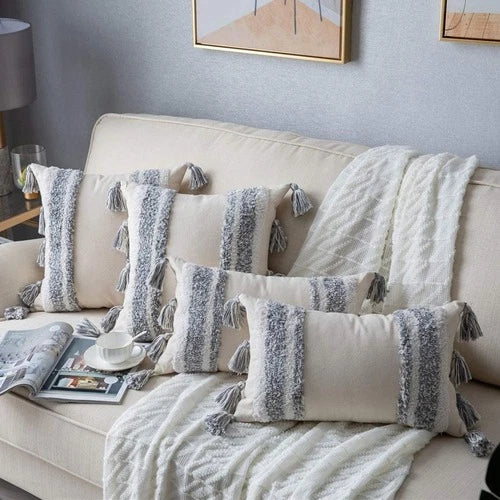 Cushion Cover Moroccan Tufted Tassel Throw Pillow Cover Macrame Pillow Case Sofa