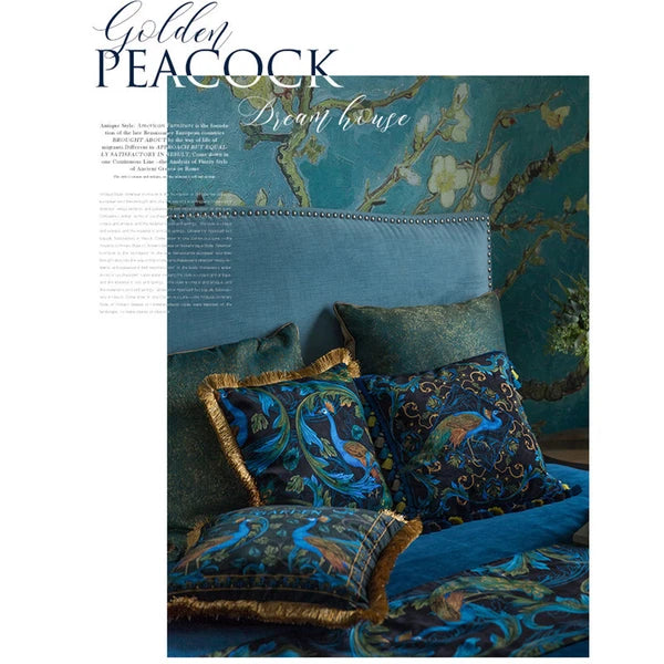 Luxury 18x18in Royal Peacock Velvet Throw Pillow Covers Sofa Bed Cushion Covers