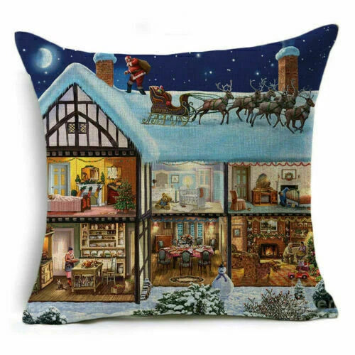 Christmas Sofa Pillow Case Decor Cushion Xmas Home Throw Cover 18"