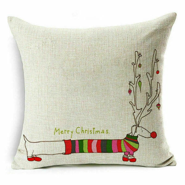 pillow Sofa Cover Reindeer Case Cushion Santa Christmas Throw Dear Claus Dog