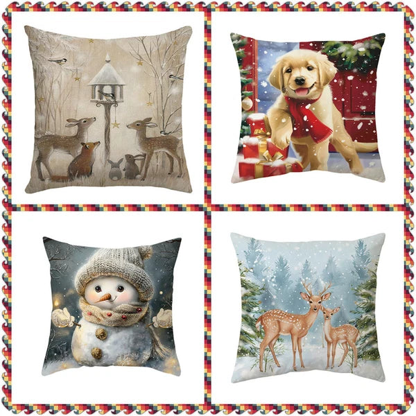 2024 NEW CHRISTMAS NEW YEAR POLYESTER CUSHION COVER PILLOW CASE HOME SOFA DECOR
