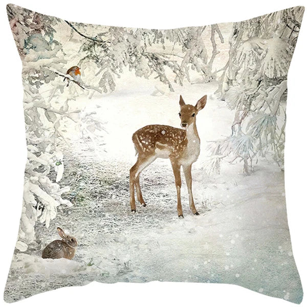 2024 NEW CHRISTMAS NEW YEAR POLYESTER CUSHION COVER PILLOW CASE HOME SOFA DECOR
