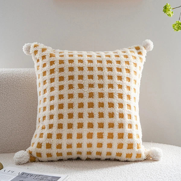 18 x 18 in Vintage Sherpa Square Throw Pillow Covers Sofa Bed Cushion Covers