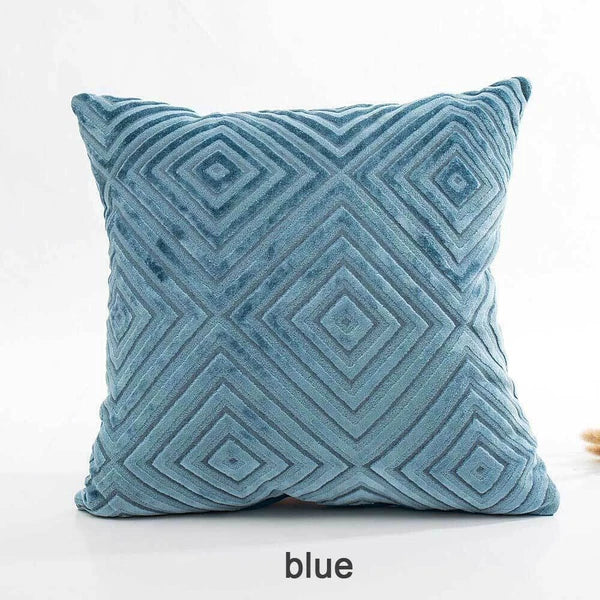 Pillowcase Cushion cover Check pattern Leisure Flocking Home Decoration Sofa #