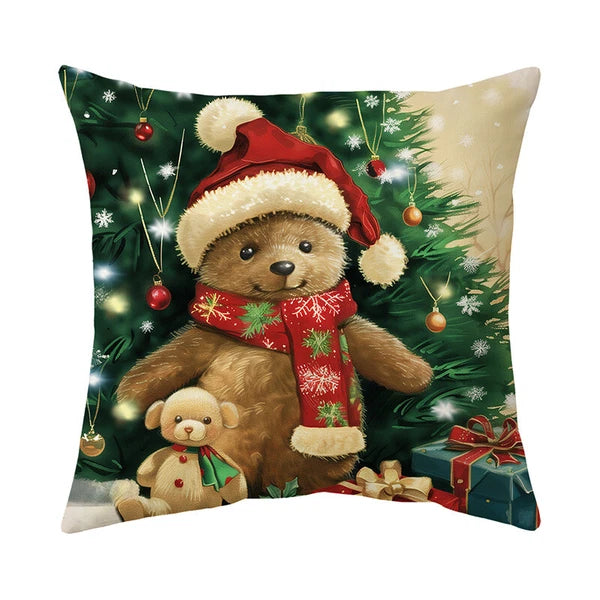 2024 NEW CHRISTMAS NEW YEAR POLYESTER CUSHION COVER PILLOW CASE HOME SOFA DECOR