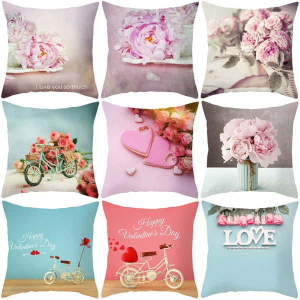 18''X18'' LOVE FLOWER ROSE POLYESTER CUSHION COVER PILLOW CASE HOME SOFA DECOR