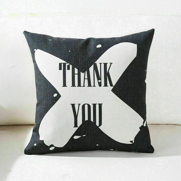 Decor Cushion Pillow White Case Love Home  Black Sofa Waist 18"