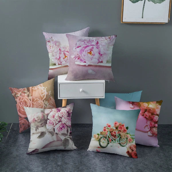 18''X18'' LOVE FLOWER ROSE POLYESTER CUSHION COVER PILLOW CASE HOME SOFA DECOR