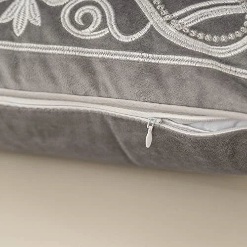 12 x 20 Inch European Cushion Cover Luxury Velvet Home 12" x 20" Grey