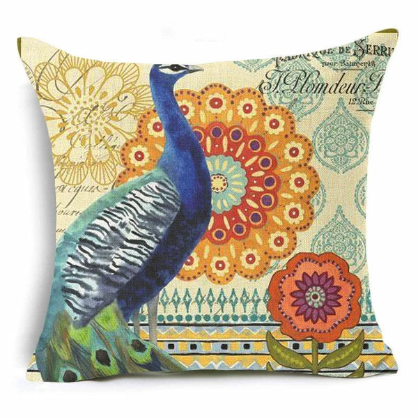 Memory Peacock & Flowers Home Decor Pillow Case Sofa Cushion Cover