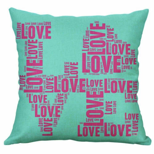 Love Letter Cover Pillow Case Print Home Cushion Cotton 18" Decor Sofa