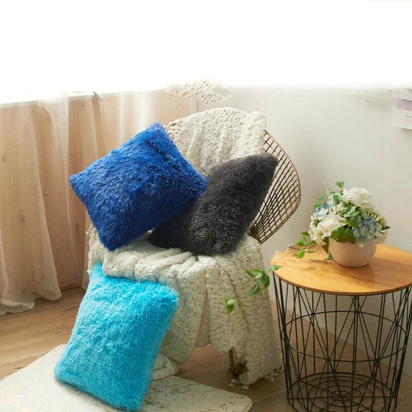 17" Fluffy Faux Fur Shaggy Pillow Case Plush Cushion Cover Sofa Bed Home Decor