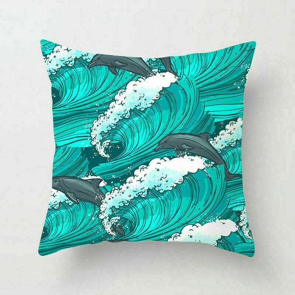 18" Retro Sea Animal Pillow Case Cover Throw Cushion Decor Polyester Sofa Home