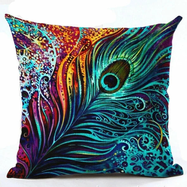 Memory Peacock & Flowers Home Decor Pillow Case Sofa Cushion Cover