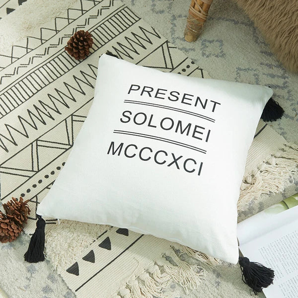 Cotton Linen With Tassels Sofa Cushion Cover Waist Pillowcase Home Decor 18" UK