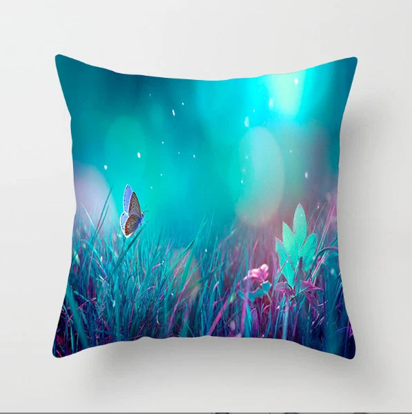 BUTTERFLY FLOWER POLYESTER CUSHION COVER PILLOW CASE HOME SOFA DECOR 45X45 UK