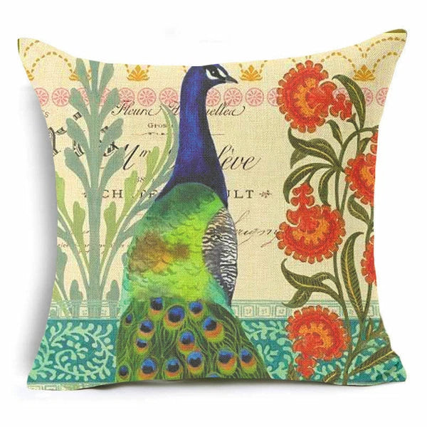 Memory Peacock & Flowers Home Decor Pillow Case Sofa Cushion Cover