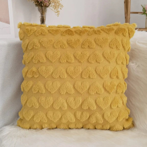 45cm Plush Heart Jacquard Throw Pillow Cover Sofa Car Seat Back Cushion Case
