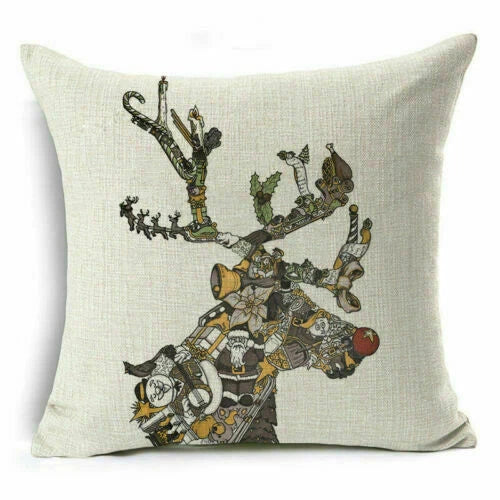 Christmas Sofa Pillow Case Decor Cushion Xmas Home Throw Cover 18"