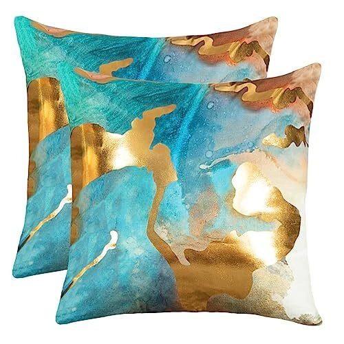 Teal and Gold Pillow Covers Gold Velvet Pillow Cases Turquoise Teal Gold