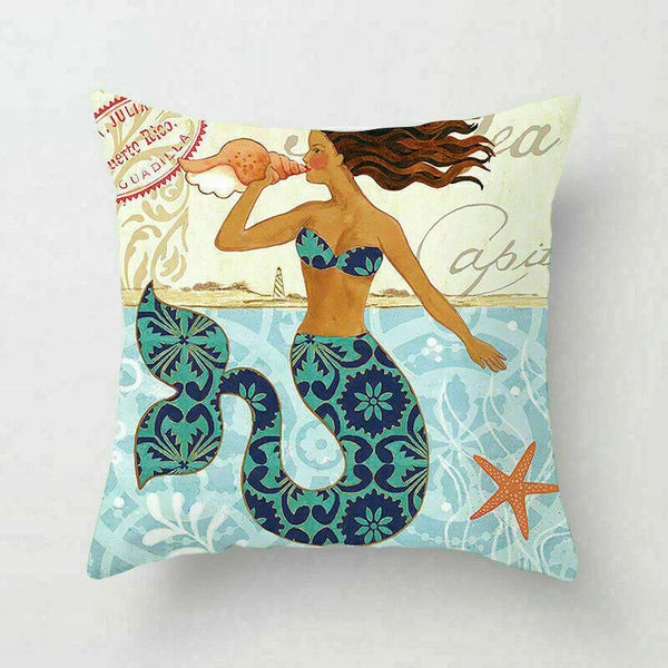 18" Retro Sea Animal Pillow Case Cover Throw Cushion Decor Polyester Sofa Home