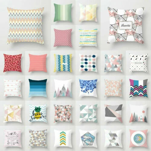 Polyester Geometric Sweet Pillow Case Sofa Waist Home Cover Cushion Decor 18"