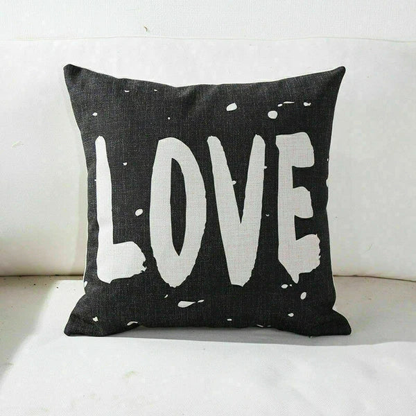 Decor Cushion Pillow White Case Love Home  Black Sofa Waist 18"