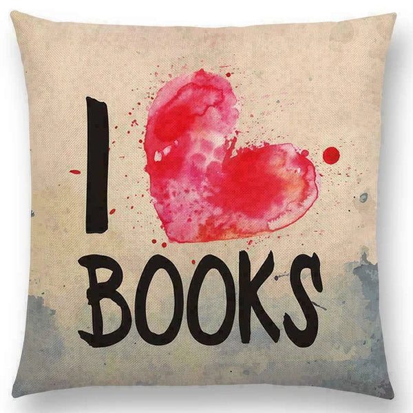 Pillow Series Sofa Letters Cushion Case Books Read Decorative Cover Study Time