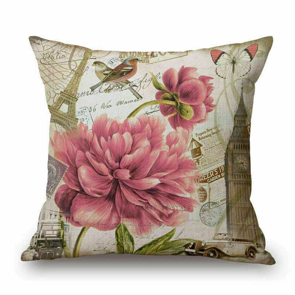 Gift Flower Bed Cushion Retro 18" Sofa Car Waist Pillow Cover Case