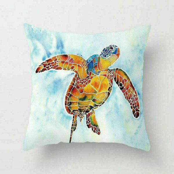 18" Retro Sea Animal Pillow Case Cover Throw Cushion Decor Polyester Sofa Home