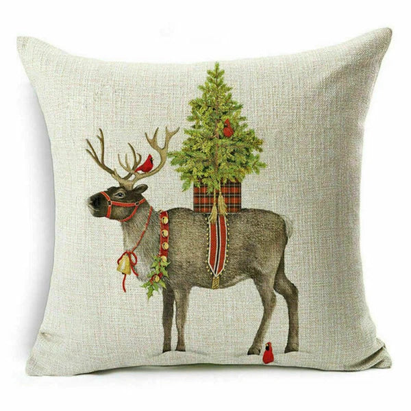 pillow Sofa Cover Reindeer Case Cushion Santa Christmas Throw Dear Claus Dog