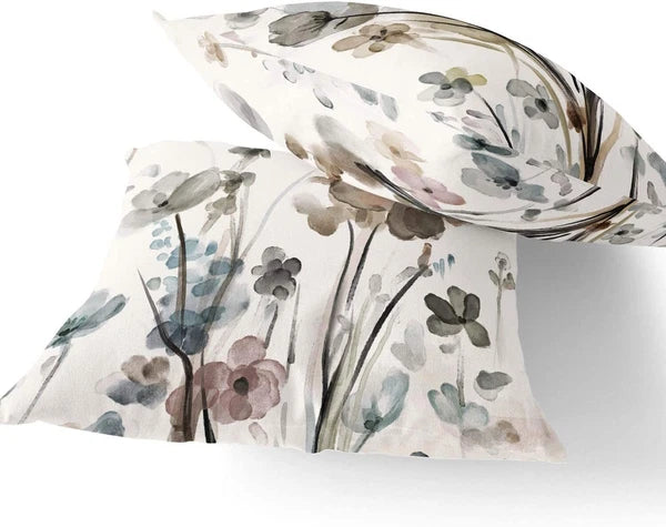 Set of 2 Modern Flowers Decorative Square Pillowcases for Sofa Couch Bedroom