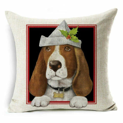pillow Sofa Cover Reindeer Case Cushion Santa Christmas Throw Dear Claus Dog